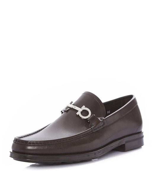 Ferragamo Brown Logo Details Business Casual Shoes for men