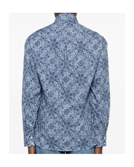 Brunello Cucinelli Blue Paisley-Print Shirt