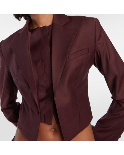 AYA MUSE Purple Sylva Cropped Wool Blazer