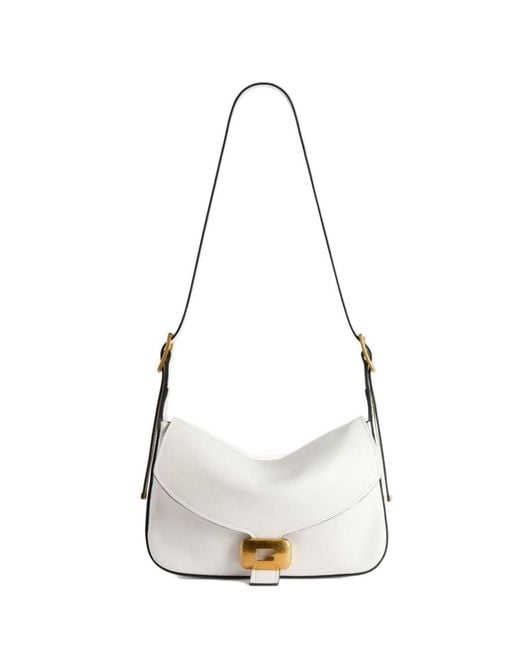 Balenciaga White Clicca Medium Shoulder Bag