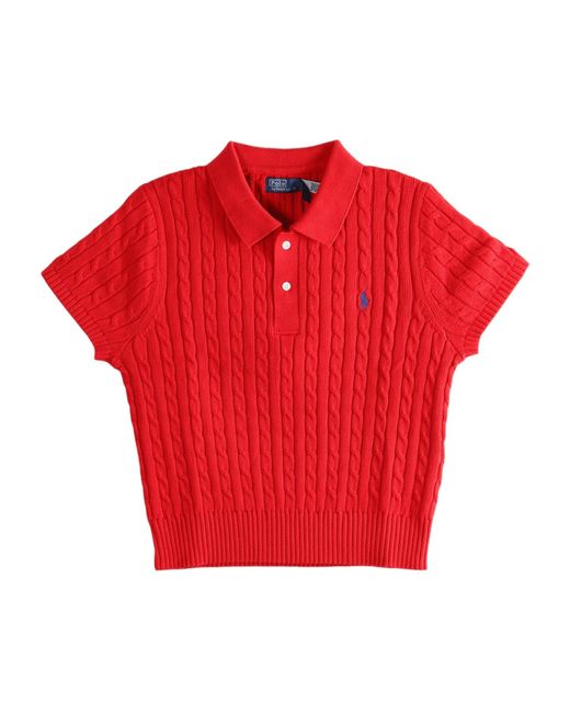 Polo Ralph Lauren Red Cable Knit Polo Top