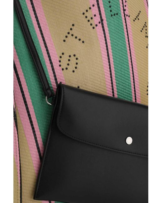 Stella McCartney Green Striped Logo Embellished Tote Bag