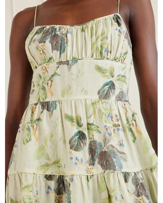 Doen White Benoit Multi-Layered Pleated Print Dress