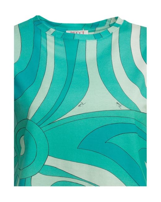 Emilio Pucci Blue Pucci Marmo Abstract Cropped Top