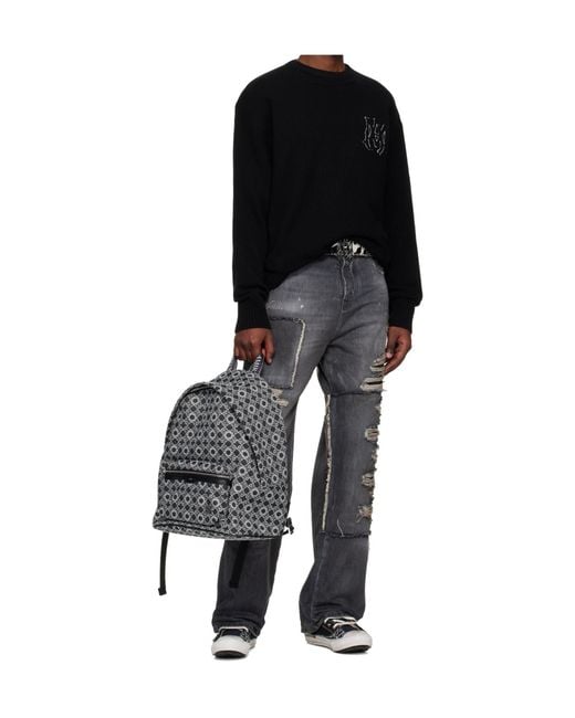 Amiri Gray Ma Quad Logo Print Backpack for men