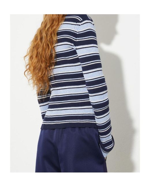 MAX&Co. Blue Striped Turtleneck Sweater