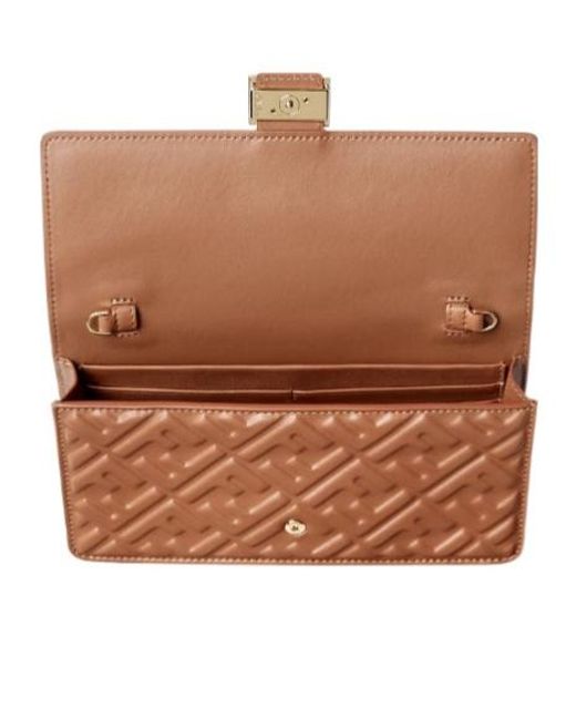 Fendi Brown Baguette Ff Embossed Chain-Linked Wallet