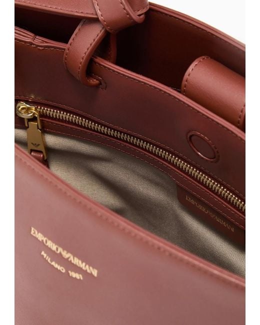 Emporio Armani Red Strap-Detail Leather Shoulder Bag
