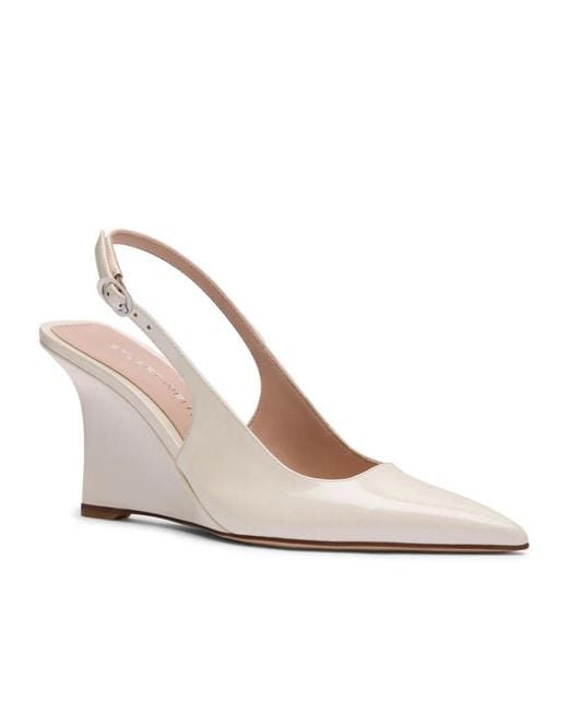 Stuart Weitzman White Vinnie Sling Wedge 85