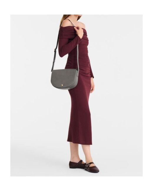 Longchamp Gray Logo-Embossed Cross Body Bag