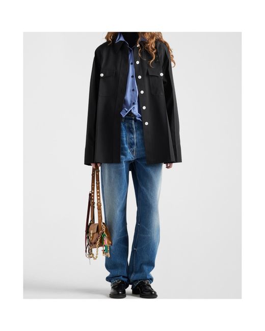 Prada Blue Logo Patch Wide-Leg Jeans