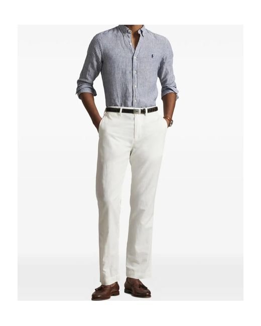 Polo Ralph Lauren Blue Logo Embroidered Striped Shirt for men