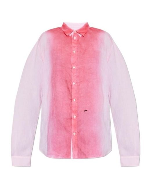 DSquared² Pink Long-Sleeved Buttoned Shirt for men