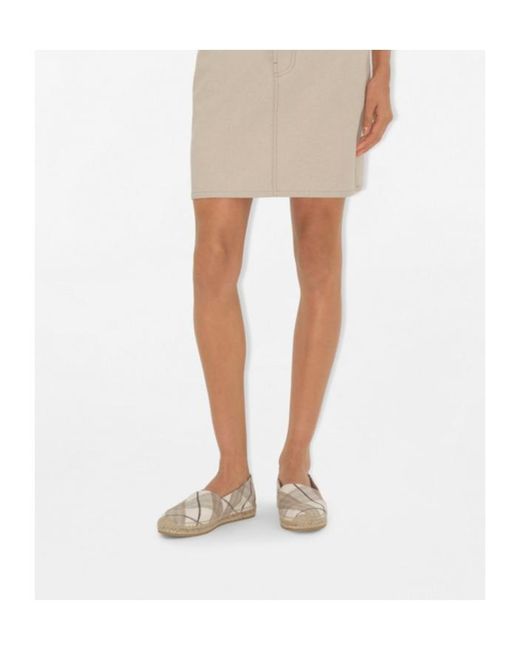 Burberry White Mews Checked Slip-On Espadrilles