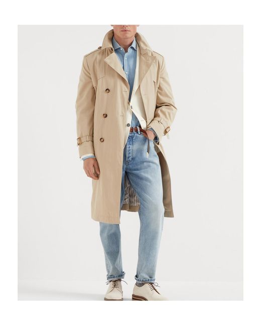 Brunello Cucinelli Blue Lapel Long-Sleeved Coat for men