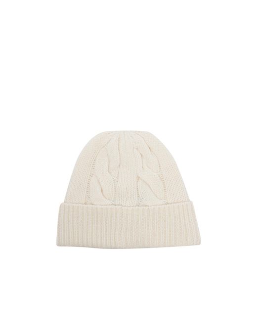 Polo Ralph Lauren White Ralph Lauren Cable-Knit Bear Beanie Hat