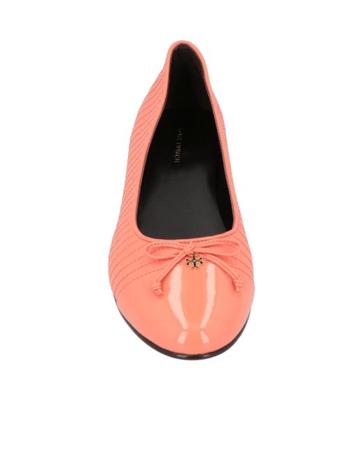 Tory Burch Pink Minimalist Round-Toe Leather Shoes