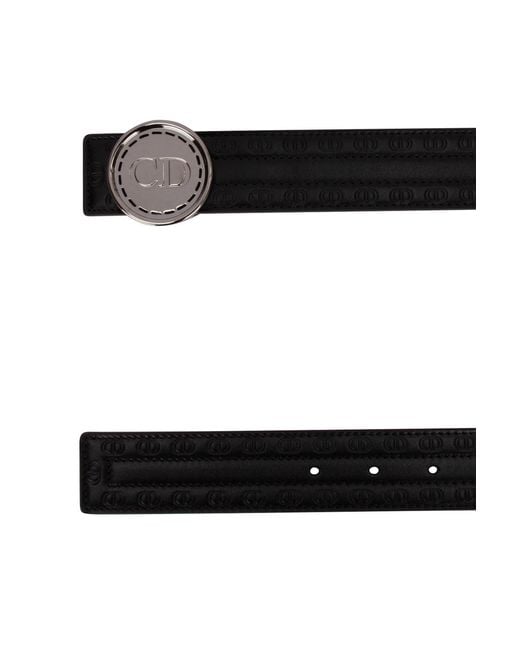 Dior Black Homme Logo Plaque Buckled Belt for men