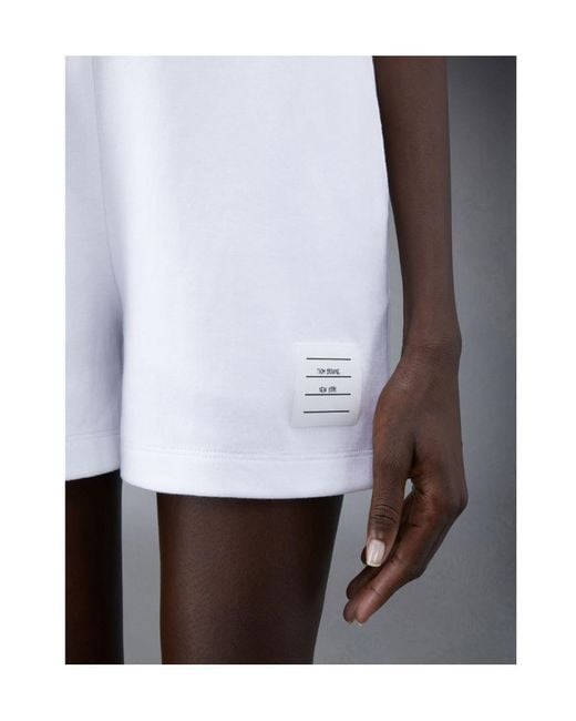 Thom Browne White Logo Patch Drawstring Shorts