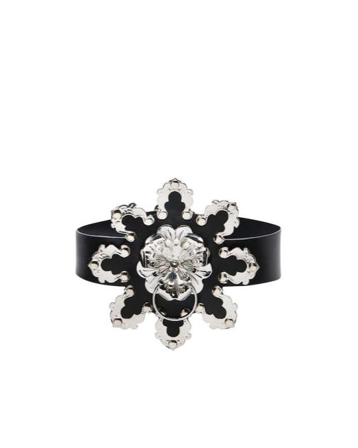 Blumarine White Floral Pattern Leather Belt