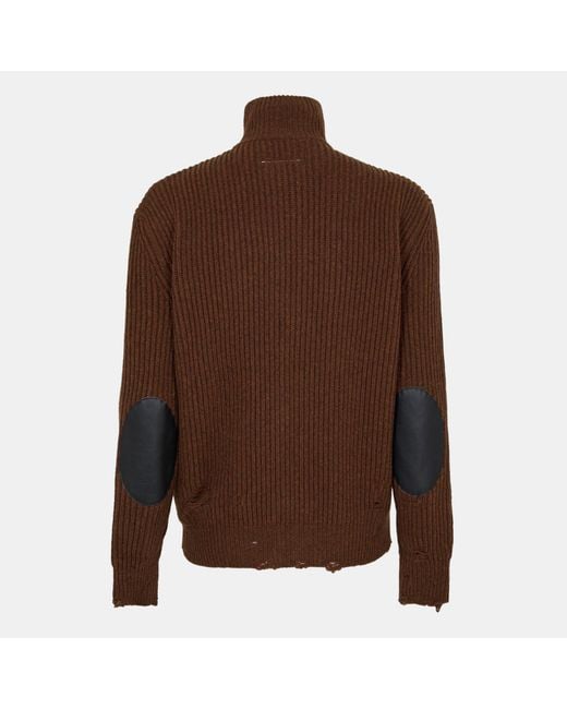 MM6 by Maison Margiela Brown Zip-Through Knitted Cardigan for men