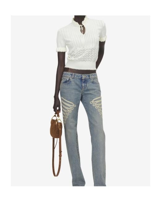 McQueen White Pointelle Knit Top