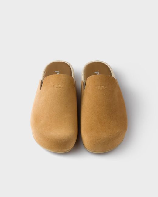 Prada Brown Suede Mules for men