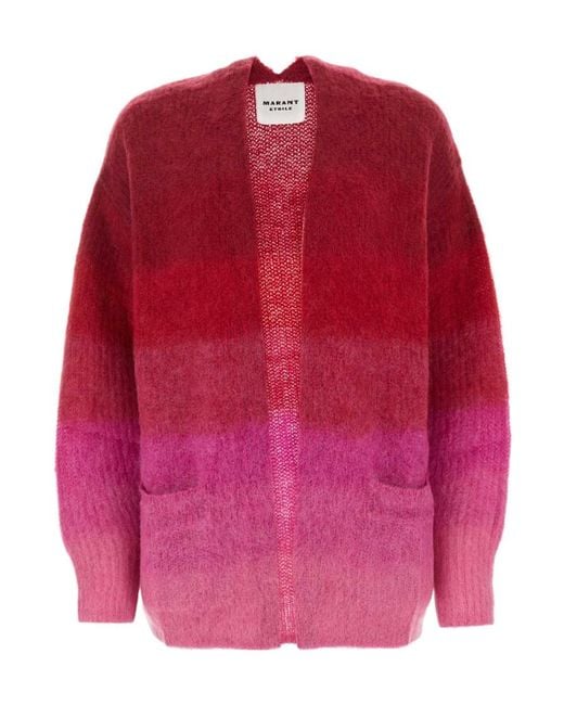 Isabel Marant Red Dana Ombré-Effect Ribbed-Knit Cardigan