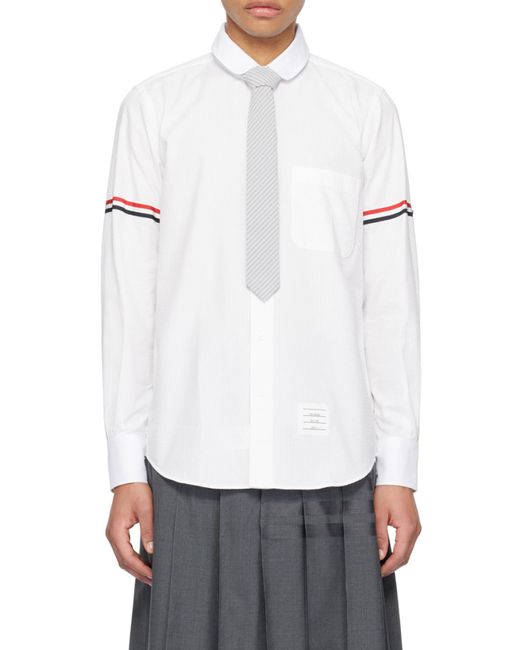 Thom Browne White Rwb Striped Long-Sleeved Shirt for men