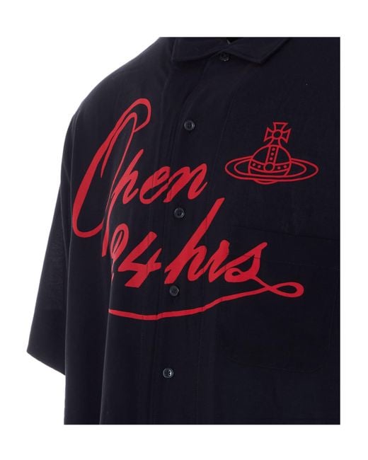 Vivienne Westwood Black Logo Printed Buttoned Shirt for men