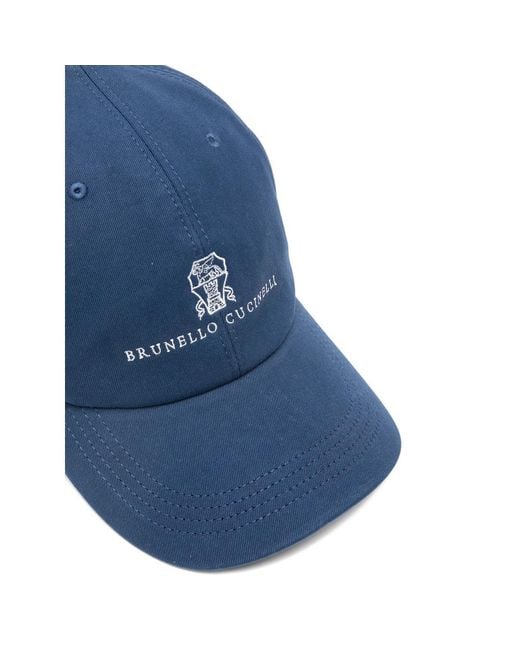 Brunello Cucinelli Blue Logo-Embroidered Baseball Hat for men