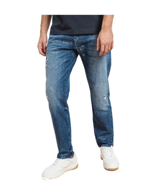 Boss Blue Boss Distressed Straight-Leg Jeans for men