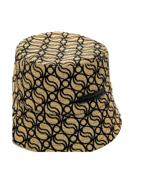Stella McCartney White S Wave Woven Straw Logo-Patch Bucket Hat