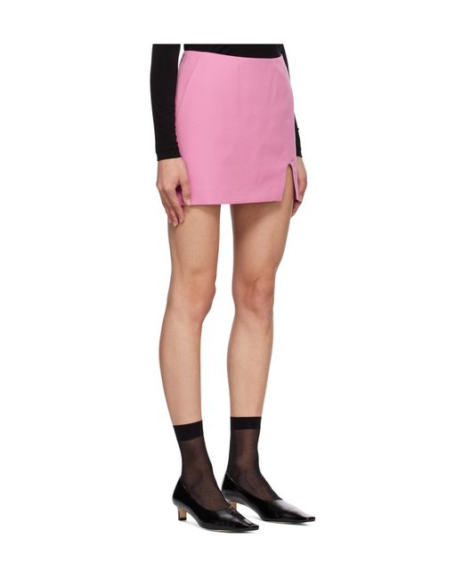 Pushbutton Pink Slit Mini Skirt