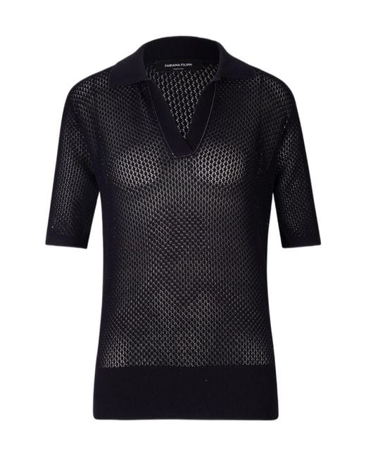 Fabiana Filippi Black Half-Sleeved Polo Shirt