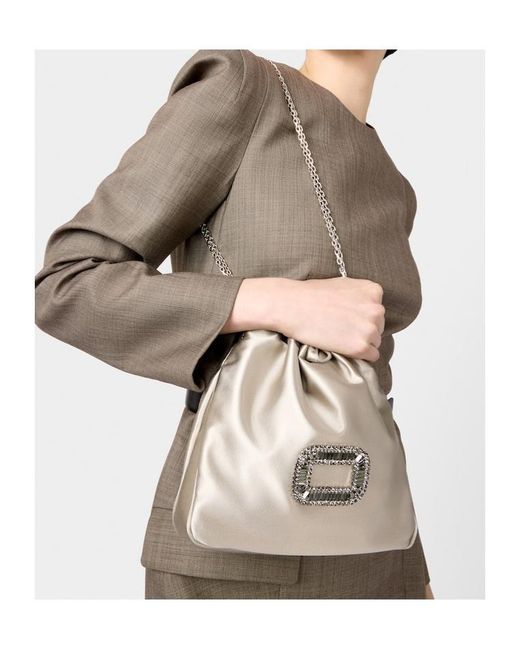 Roger Vivier Natural Pilgrim Embellished Chained Mini Shoulder Bag