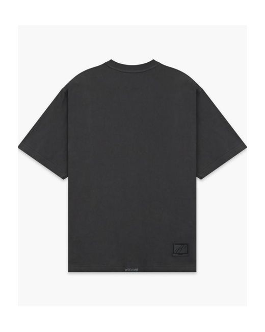 we11done Black Logo-Painted T-Shirt for men