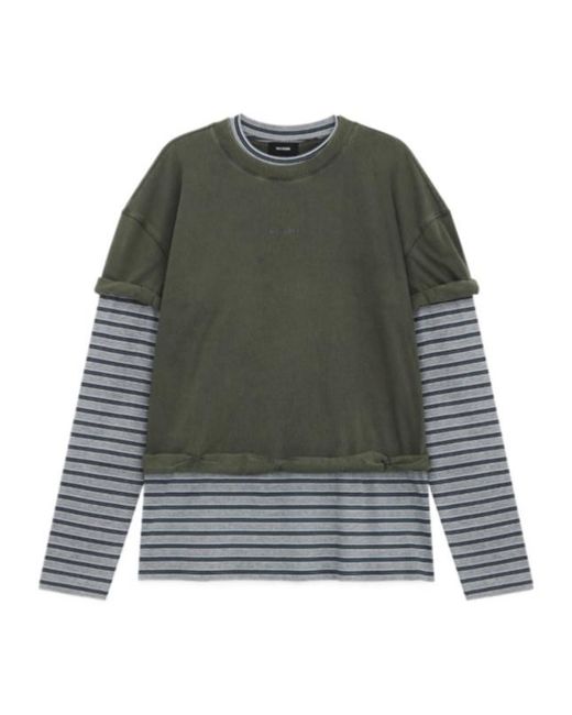 we11done Green Layered Stripe Long-Sleeve T-Shirt for men