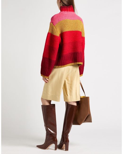 Farm Rio Red Striped Polo Neck