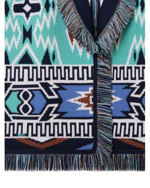 Alanui Blue Fringe Detailed Belted Cardigan