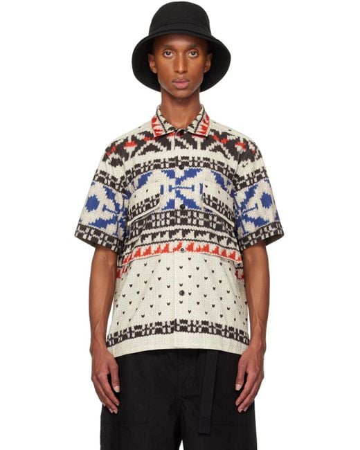 Sacai White Abstract-Pattern Shirt for men