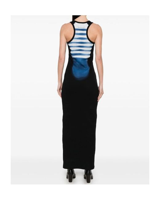 Jean Paul Gaultier Blue Swimsuit-Print Sleeveless Maxi Dress