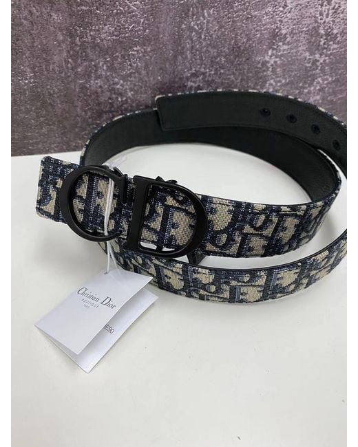 Dior Black Homme Oblique Reversible Belt for men