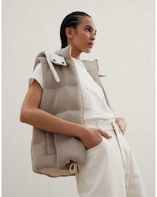 Brunello Cucinelli Natural Down Padded Knit Gilet