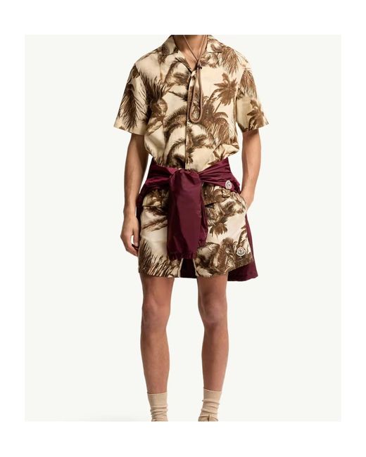 Moncler Natural Patterned Swim Shorts for men