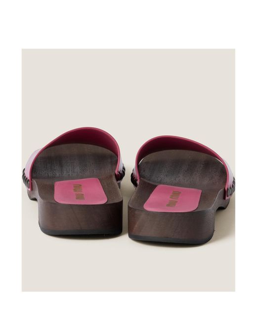 Miu Miu Pink Logo-Printed Slides