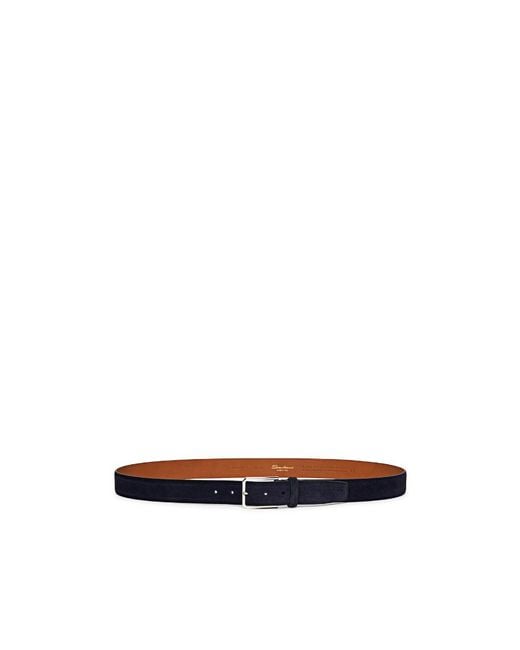 Santoni Blue Rectangular Buckle Leather Belt for men