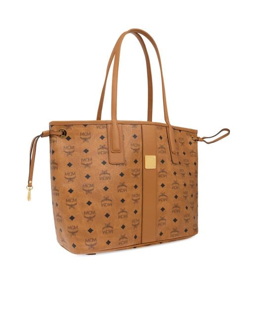 MCM Brown Printed-Logo Tote Bag