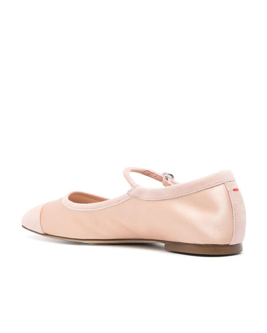 Aeyde Pink Uma Cap Satin Ballerinas