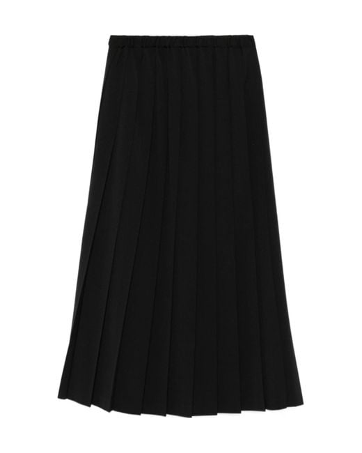 Junya Watanabe Black Pleated Midi Skirt